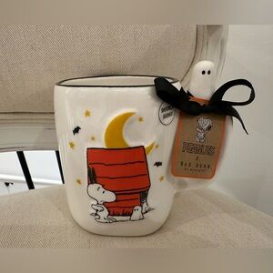 🦇 Rae Dunn Peanuts Snoopy, Ghosts & Bats White Halloween Double Sided Mug NWT